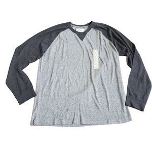 Mens St. Johns Bay Gray & Black Long Sleeve Raglan T-Shirt XXL Cotton Blend